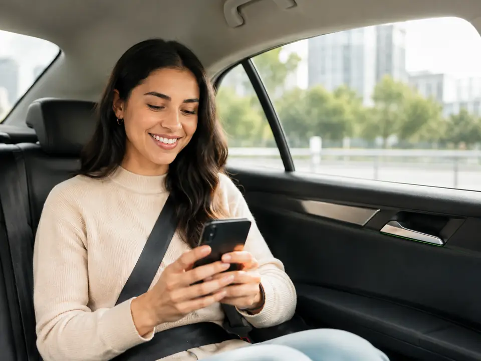 Passageira usando o app Rotta Urbana
